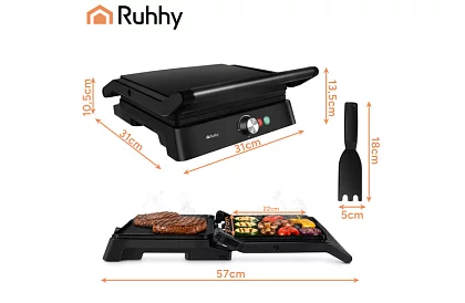 Grill elektryczny kontaktowy 2000 W – grill wysuwany z regulacją temperatury