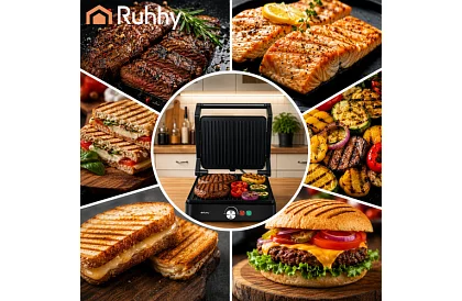 Grill elektryczny kontaktowy 2000 W – grill wysuwany z regulacją temperatury