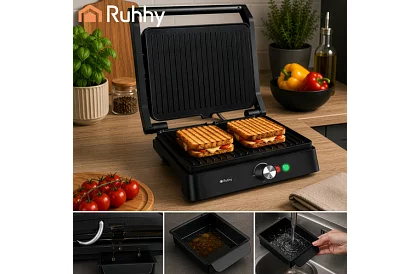 Grill elektryczny kontaktowy 2000 W – grill wysuwany z regulacją temperatury