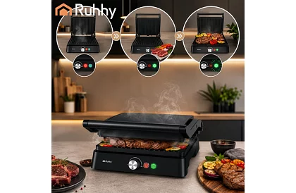 Grill elektryczny kontaktowy 2000 W – grill wysuwany z regulacją temperatury