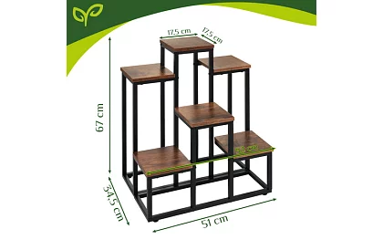 Elegancki metalowy stojak na kwiaty 67 × 34,5 × 51 cm – 6 poziomów