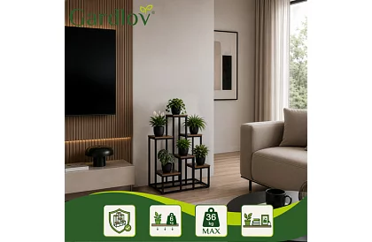 Elegancki metalowy stojak na kwiaty 67 × 34,5 × 51 cm – 6 poziomów