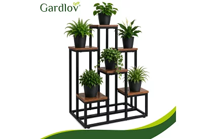 Elegancki metalowy stojak na kwiaty 67 × 34,5 × 51 cm – 6 poziomów
