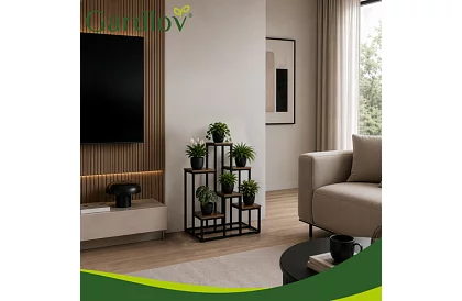 Elegancki metalowy stojak na kwiaty 67 × 34,5 × 51 cm – 6 poziomów