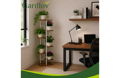 Elegancki metalowy stojak na kwiaty 120 × 42 × 23,5 cm – 7 poziomów