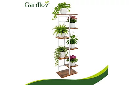 Elegancki metalowy stojak na kwiaty 120 × 42 × 23,5 cm – 7 poziomów