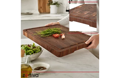 Drewniana deska kuchenne 43 × 33 cm – masywna deska z drewna akacjowego