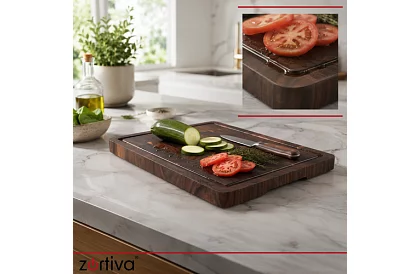 Drewniana deska kuchenne 43 × 33 cm – masywna deska z drewna akacjowego