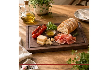 Drewniana deska kuchenne 43 × 33 cm – masywna deska z drewna akacjowego