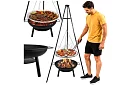 Grill ogrodowy z trójnogą i wiszącym rusztem 58 cm – kominkowe ognisko