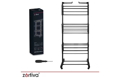 Duży składany suszarka na pranie na kółkach - 3 poziomy, wysuwana, 178 cm