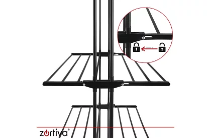 Duży składany suszarka na pranie na kółkach - 3 poziomy, wysuwana, 178 cm