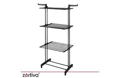 Duży składany suszarka na pranie na kółkach - 3 poziomy, wysuwana, 178 cm