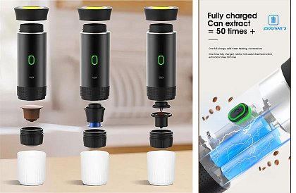 Przenośny ekspres do kawy 3w1 z ciśnieniem 20 barów, USB-C i podgrzewaniem wody