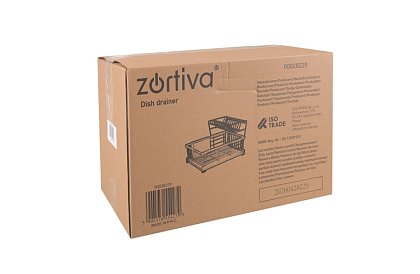 Suszarka do naczyń, dwupoziomowa, duża 43 cm - czarna z przegródką na sztućce