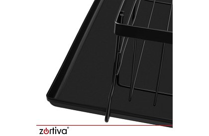 Suszarka do naczyń, dwupoziomowa, duża 43 cm - czarna z przegródką na sztućce