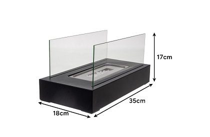 Wolnostojący biokominek 35 × 18 × 17 cm – bez dymu, na bioetanol, z 2 szklanymi ścianami