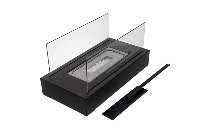 Wolnostojący biokominek 35 × 18 × 17 cm – bez dymu, na bioetanol, z 2 szklanymi ścianami