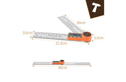 Cyfrowy elektroniczny kątomierz 360°, 200 mm z LCD – precyzyjne pomiary kątów