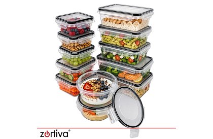 Pojemniki na żywność 12 szt., 5 rozmiarów, do mikrofalówki, zmywarki i zamrażarki