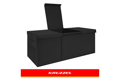 XXL skrzynia na zabawki 132 l z pokrywą, czarny organizer 94 cm