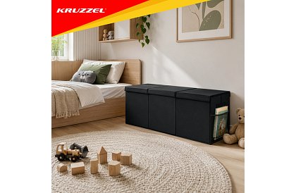 XXL skrzynia na zabawki 132 l z pokrywą, czarny organizer 94 cm