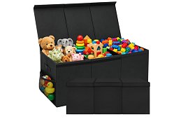 XXL skrzynia na zabawki 132 l z pokrywą, czarny organizer 94 cm