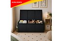 XXL skrzynia na zabawki 132 l z pokrywą, czarny organizer 94 cm