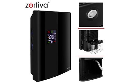 Odwadniacz powietrza Zortiva 90 W, 2 l, higrostat, timer, pilot zdalnego sterowania – czarny