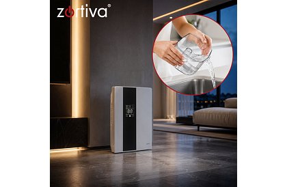 Odwadniacz powietrza Zortiva 90 W, 2 l, higrostat, timer, pilot zdalnego sterowania - biały