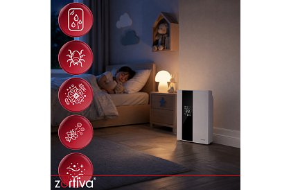 Odwadniacz powietrza Zortiva 90 W, 2 l, higrostat, timer, pilot zdalnego sterowania - biały