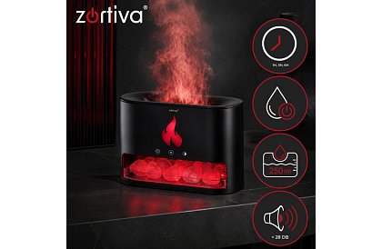 Ultradźwiękowy dyfuzor aromatyczny Zortiva 250 ml z efektem płomienia