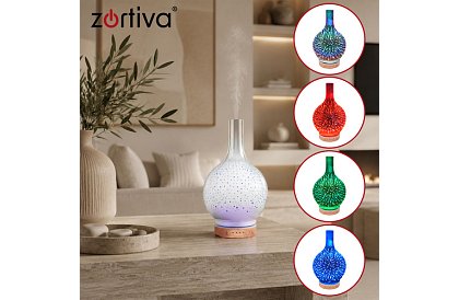Aromatyczny dyfuzor Zortiva 200 ml, lampa RGB LED, efekt 3D, aromaterapia