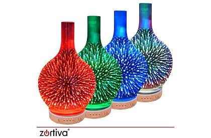 Aromatyczny dyfuzor Zortiva 200 ml, lampa RGB LED, efekt 3D, aromaterapia