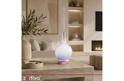Aromatyczny dyfuzor Zortiva 200 ml, lampa RGB LED, efekt 3D, aromaterapia