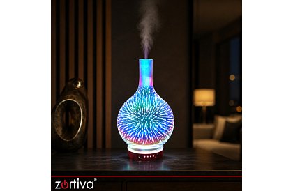 Aromatyczny dyfuzor Zortiva 200 ml, lampa RGB LED, efekt 3D, aromaterapia