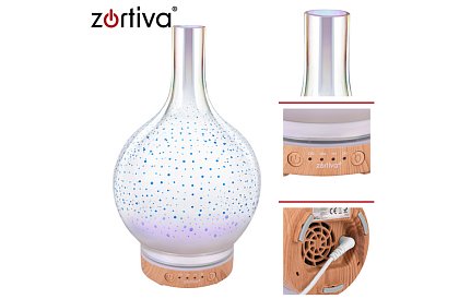 Aromatyczny dyfuzor Zortiva 200 ml, lampa RGB LED, efekt 3D, aromaterapia