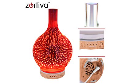 Aromatyczny dyfuzor Zortiva 200 ml, lampa RGB LED, efekt 3D, aromaterapia