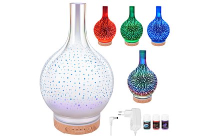 Aromatyczny dyfuzor Zortiva 200 ml, lampa RGB LED, efekt 3D, aromaterapia