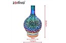 Aromatyczny dyfuzor Zortiva 200 ml, lampa RGB LED, efekt 3D, aromaterapia