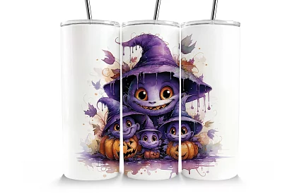 Kubek termiczny podróżny ze słomką 590 ml  – Halloween czarownica 01