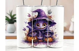 Kubek termiczny podróżny ze słomką 590 ml  – Halloween czarownica 01