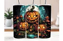 Kubek termiczny podróżny ze słomką 590 ml – Halloweenowe dynie w lesie 03