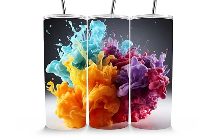 Kubek termiczny podróżny ze słomką 590 ml – Kolorowy dym dymny 08
