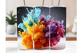 Kubek termiczny podróżny ze słomką 590 ml – Kolorowy dym dymny 08