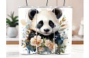 Kubek termiczny podróżny ze słomką 590 ml – Urocza panda i kwiaty 09