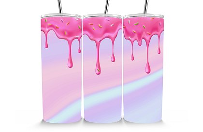 Kubek termiczny podróżny ze słomką 590 ml – Słodki różowy lukier z posypką 14
