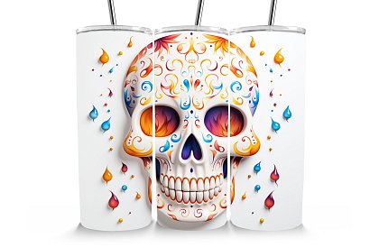 Kubek termiczny podróżny ze słomką 590 ml – Meksykańska czaszka Santa Muerte 21