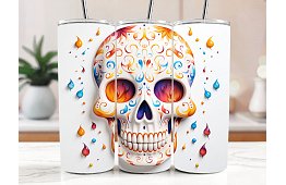 Kubek termiczny podróżny ze słomką 590 ml – Meksykańska czaszka Santa Muerte 21