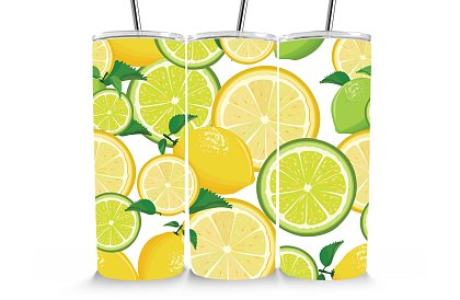 Kubek termiczny podróżny ze słomką 590 ml – Świeże cytryny i limonki 31